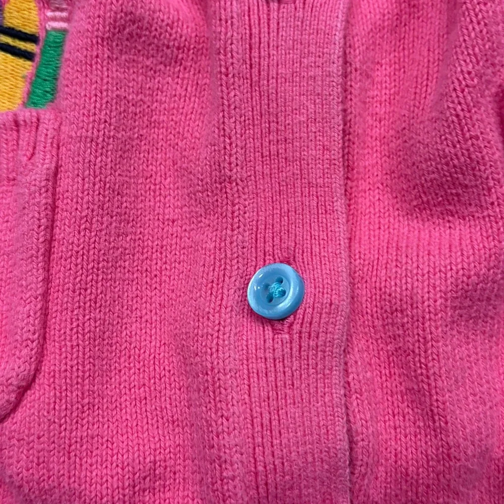 Gymboree Girls 4T Pink Cardigan School Supplies Art Embroidery Cotton Sweater